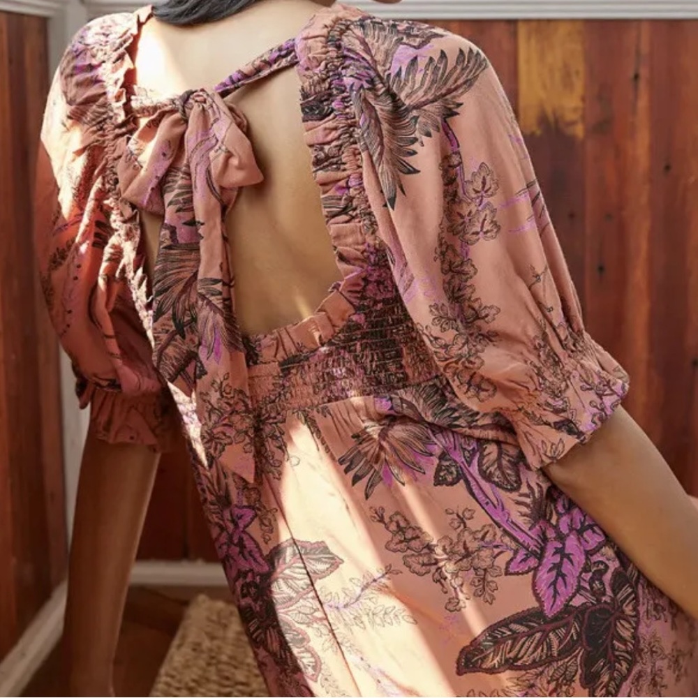 New ANTHROPOLOGIE PUFF SLEEVED Smocked Dress mini - Picture 2 of 5